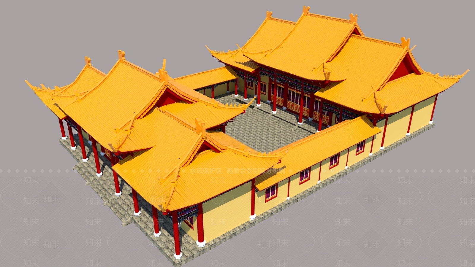 中式寺庙建筑SU模型下载【ID:1108130332】