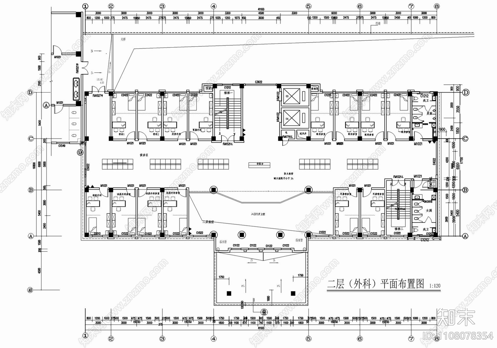 医院门诊大楼CAD施工图cad施工图下载【ID:1108078354】