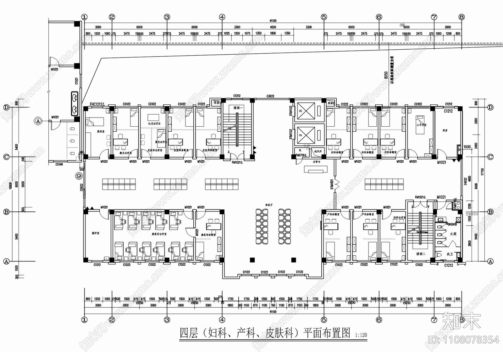 医院门诊大楼CAD施工图cad施工图下载【ID:1108078354】