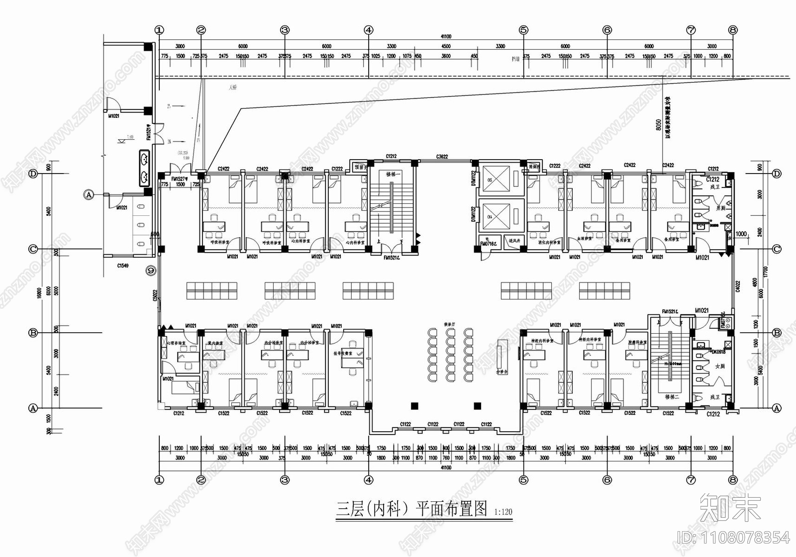 医院门诊大楼CAD施工图cad施工图下载【ID:1108078354】