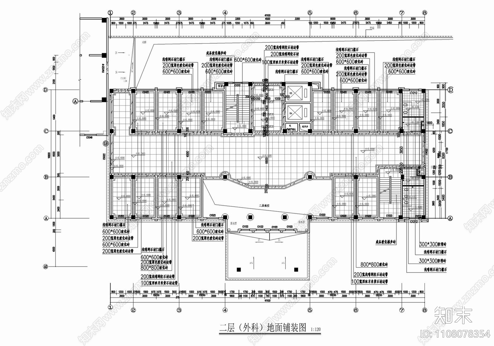 医院门诊大楼CAD施工图cad施工图下载【ID:1108078354】