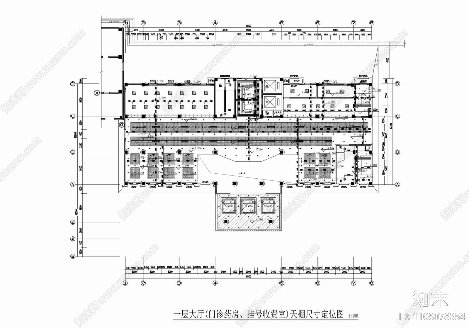 医院门诊大楼CAD施工图cad施工图下载【ID:1108078354】