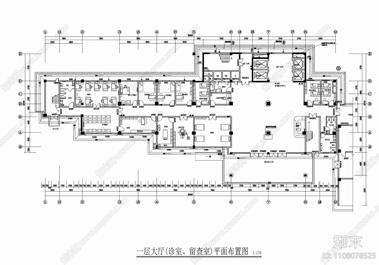 某医院内科综合大楼cad施工图下载【ID:1108078525】