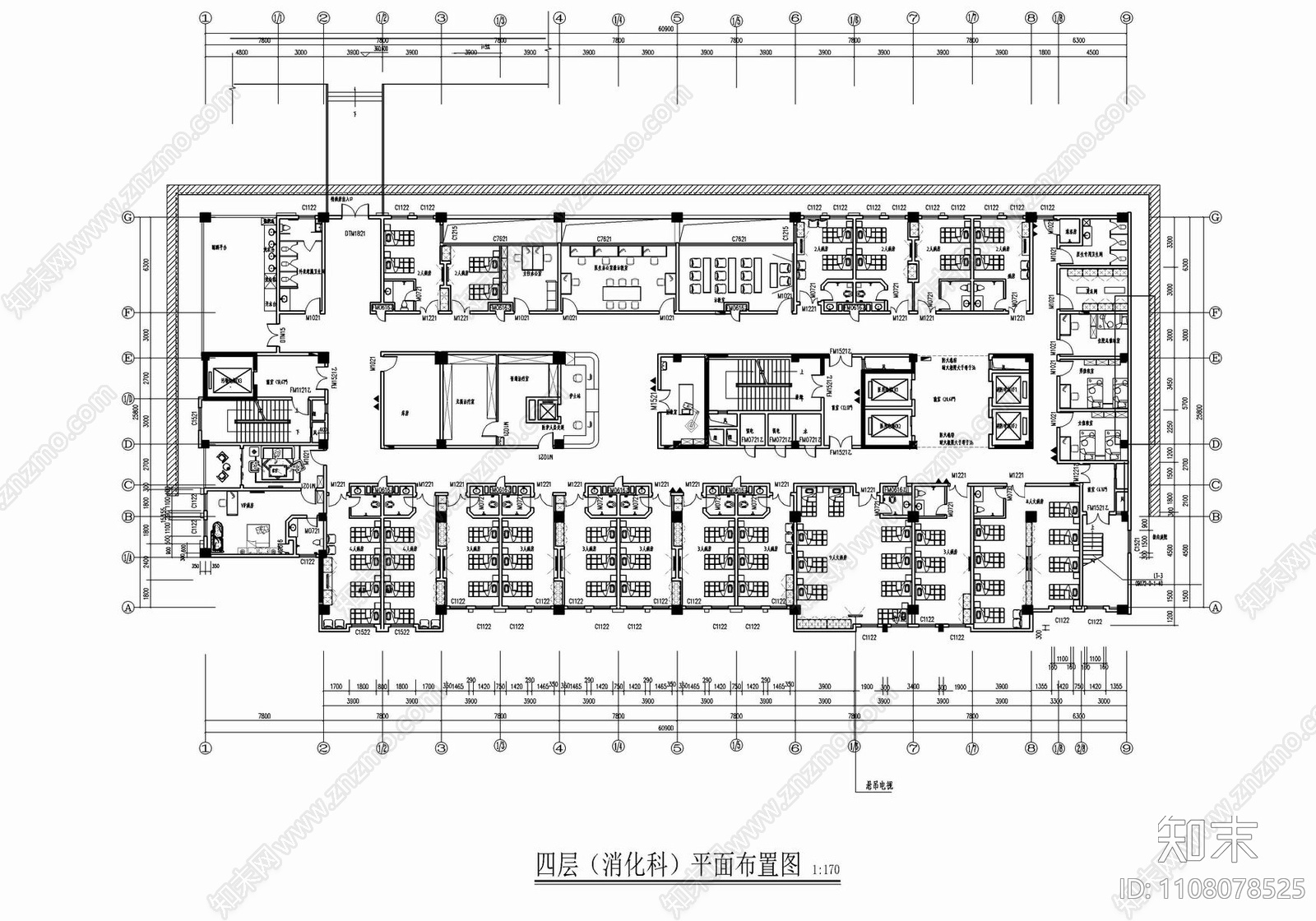 某医院内科综合大楼cad施工图下载【ID:1108078525】