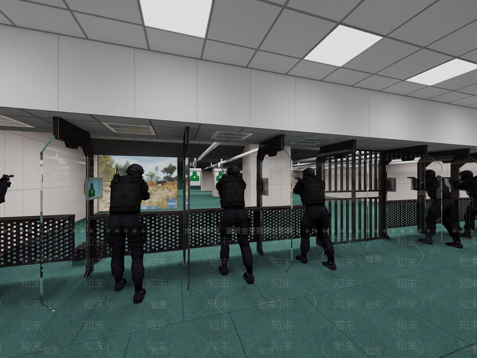 现代射击场地3D模型下载【ID:1108078954】