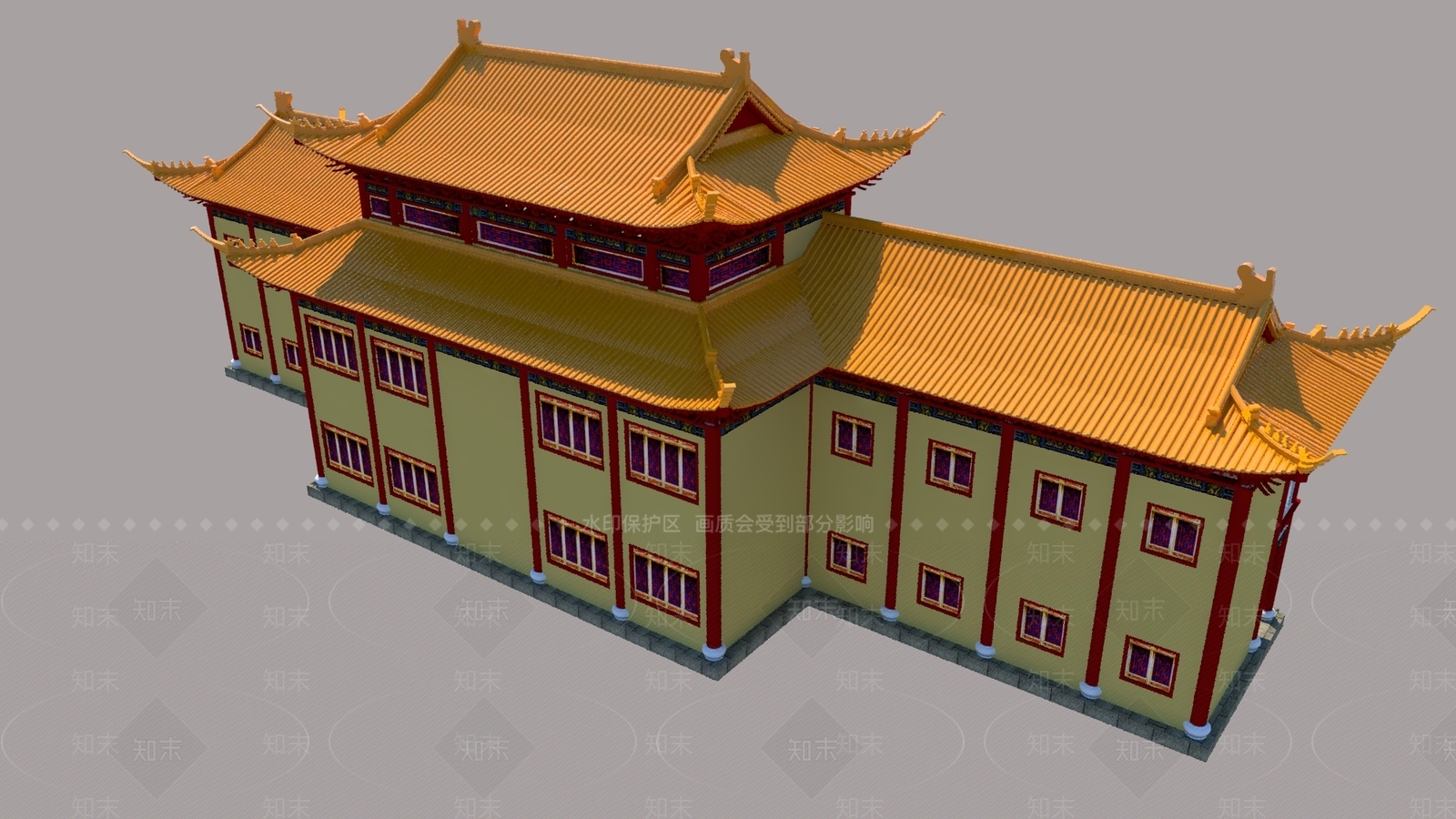 中式寺庙建筑SU模型下载【ID:1108130384】