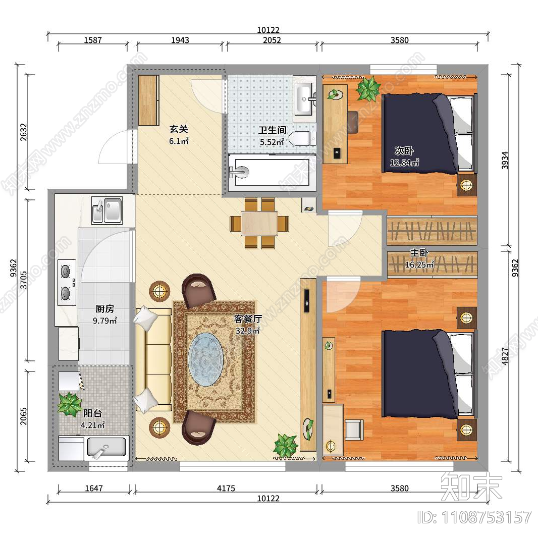 家装装修施工图纸cad施工图下载【ID:1108753157】