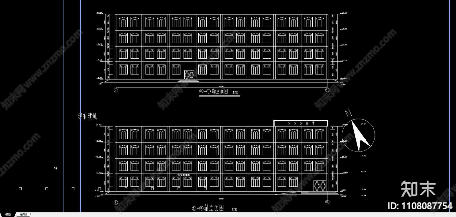 大型超市建筑设计图施工图下载【ID:1108087754】