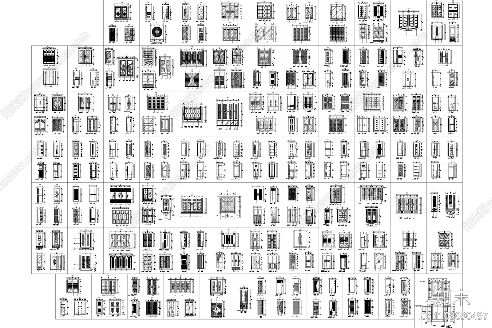 装饰门立面图集施工图下载【ID:1108090497】