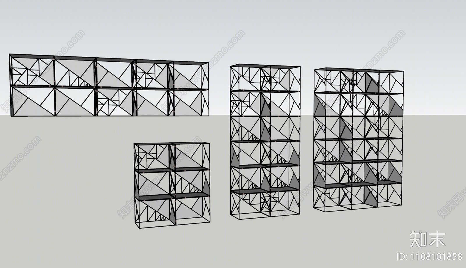 现代装饰架SU模型下载【ID:1108101858】