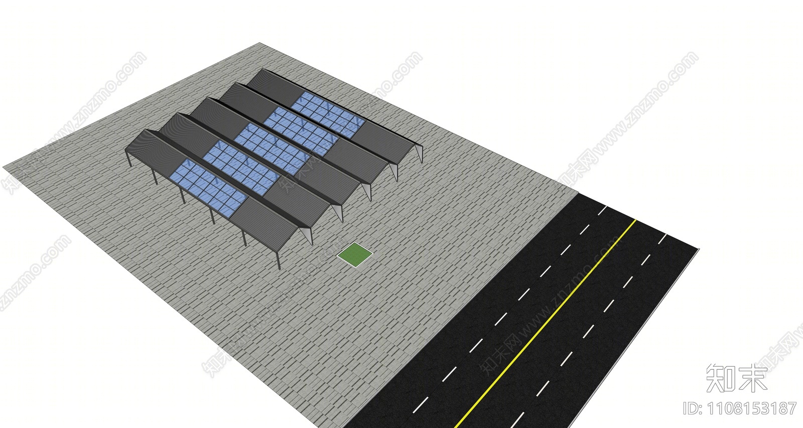 现代停车棚SU模型下载【ID:1108153187】