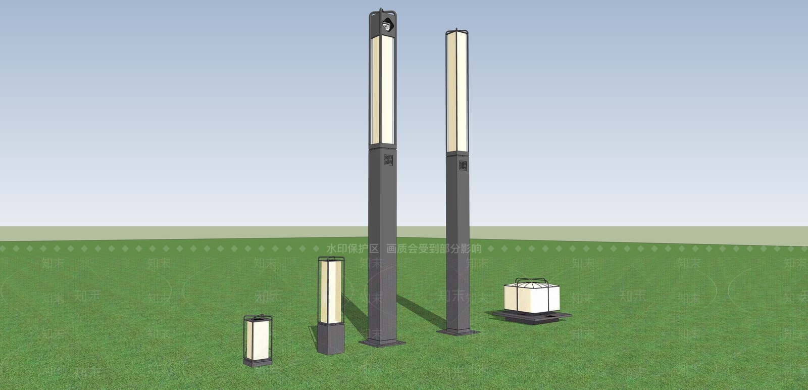 现代景观灯具SU模型下载【ID:1108106391】