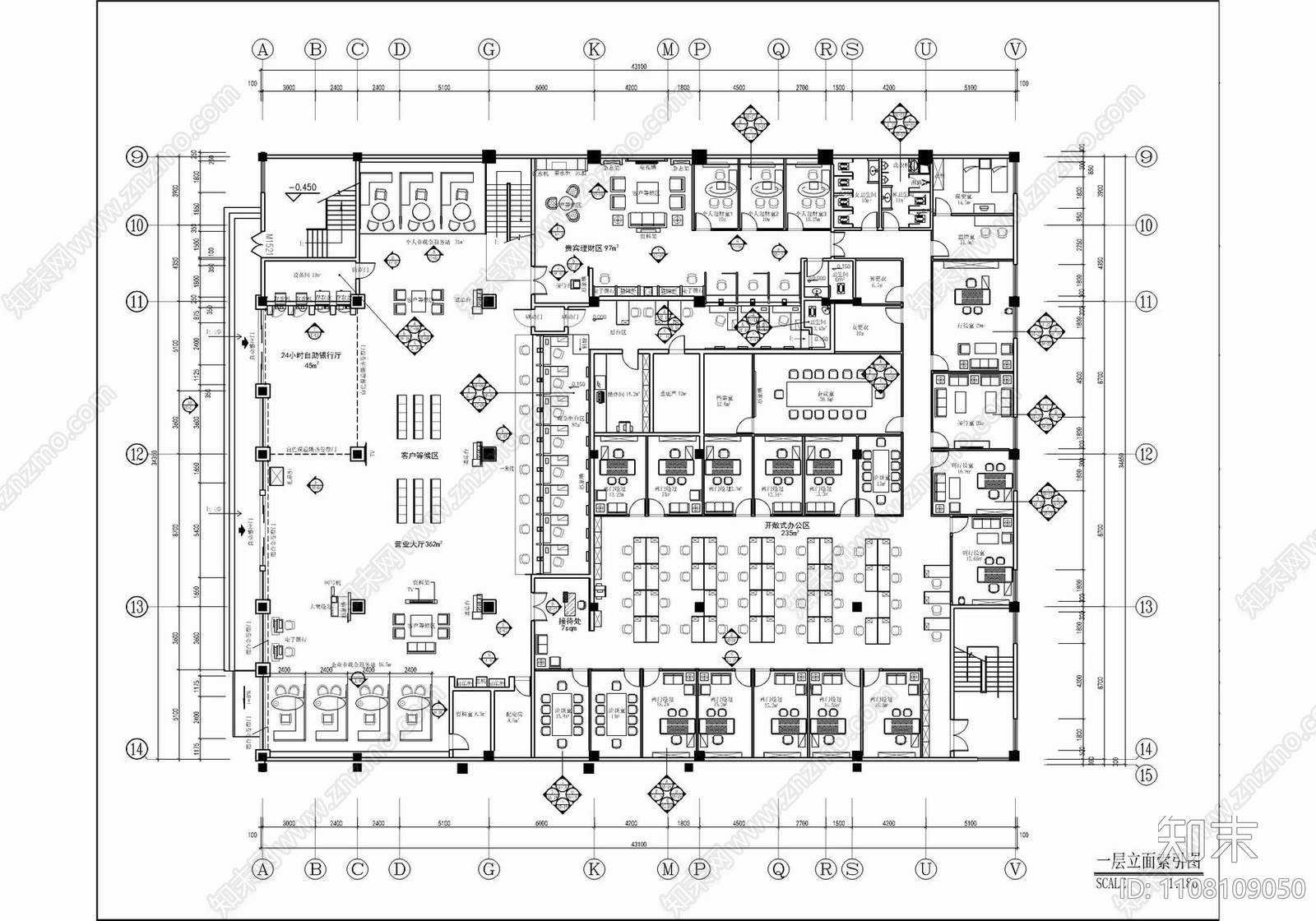 民生银行CAD施工图施工图下载【ID:1108109050】