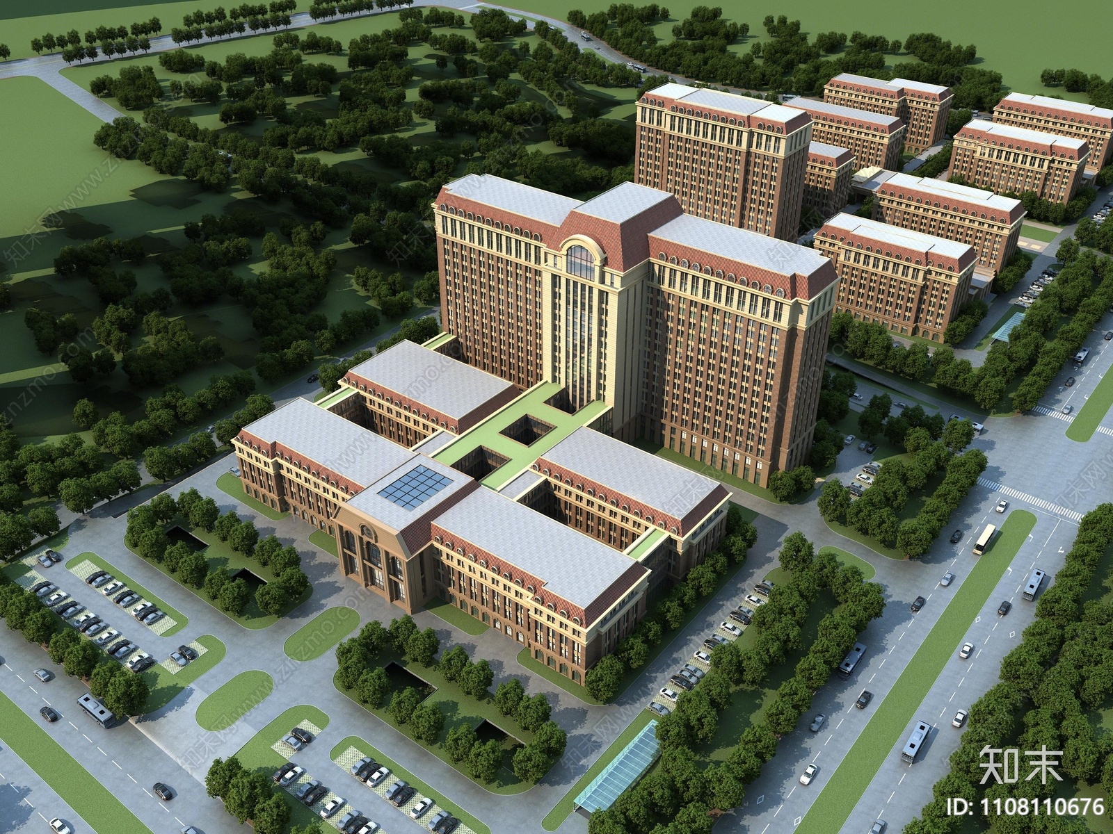 经典现代简欧商业医院综合体3dmax 模型下载-光辉城市