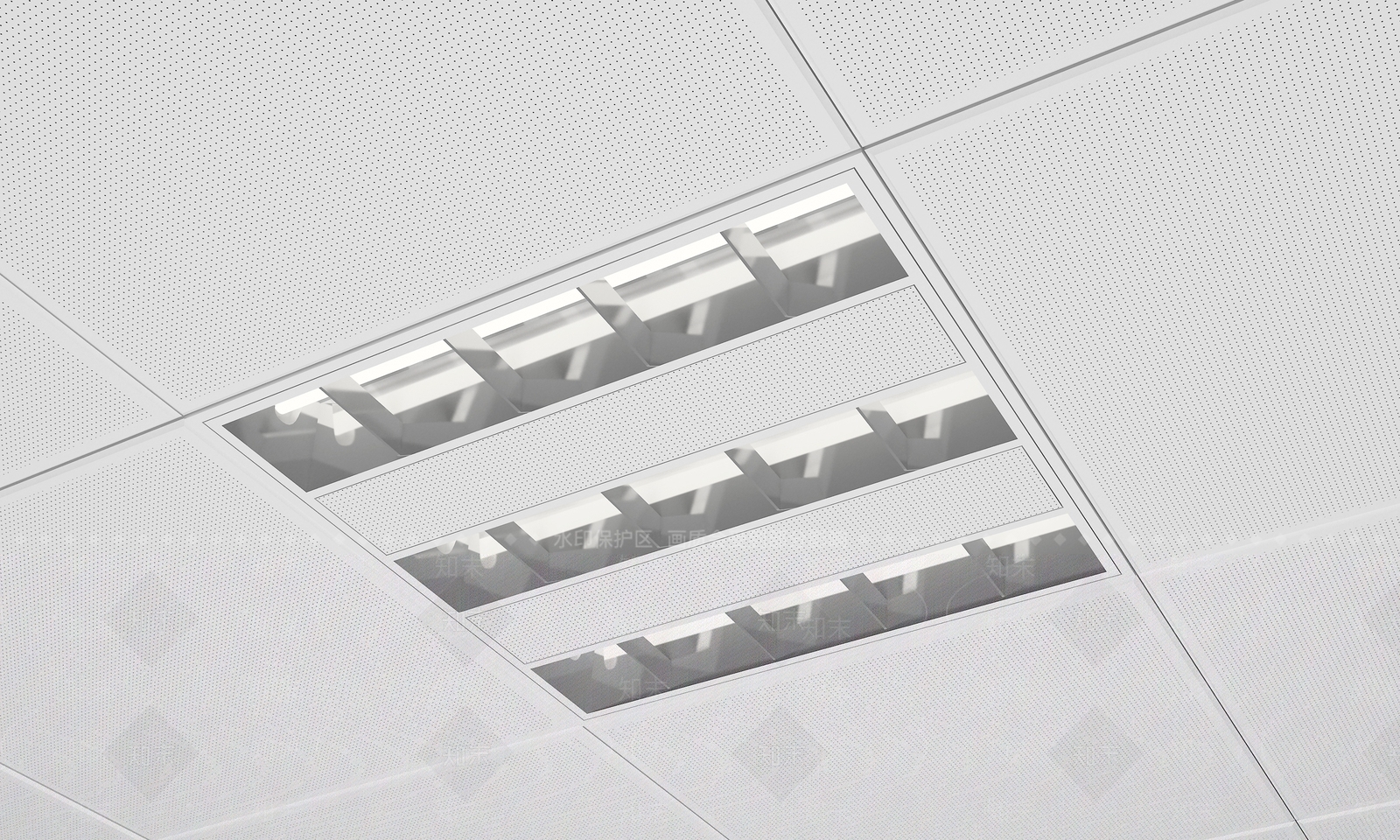 现代集成格栅灯3D模型下载【ID:1108112539】
