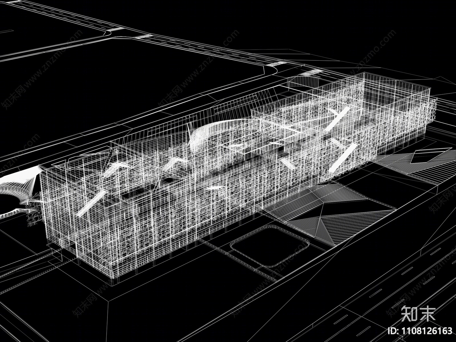 现代图书馆外观3D模型下载【ID:1108126163】