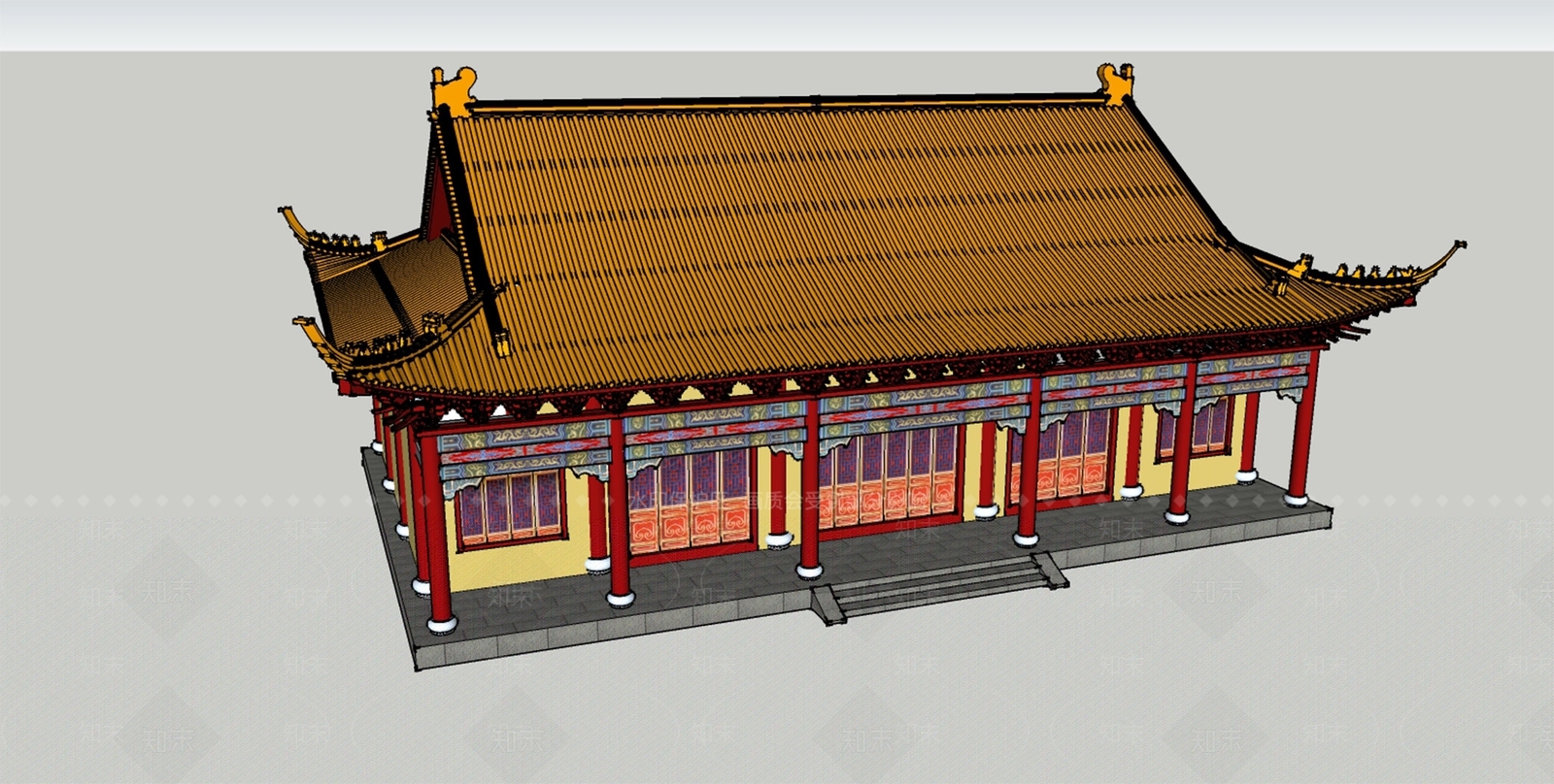 中式寺庙建筑SU模型下载【ID:1108131571】