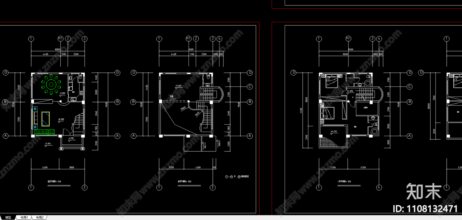 实用新型别墅设计方案cad施工图下载【ID:1108132471】