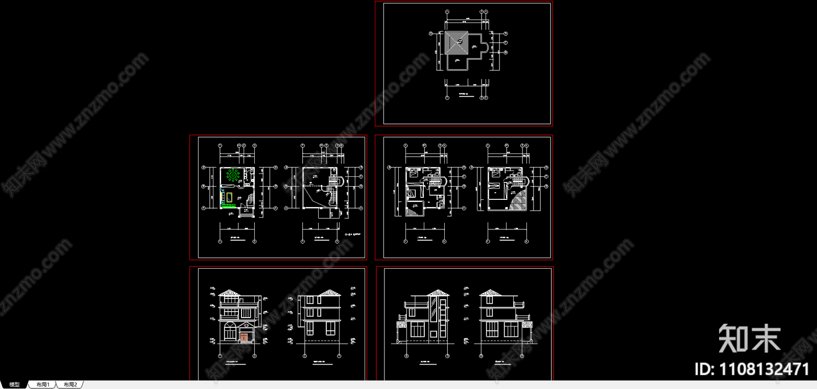 实用新型别墅设计方案cad施工图下载【ID:1108132471】