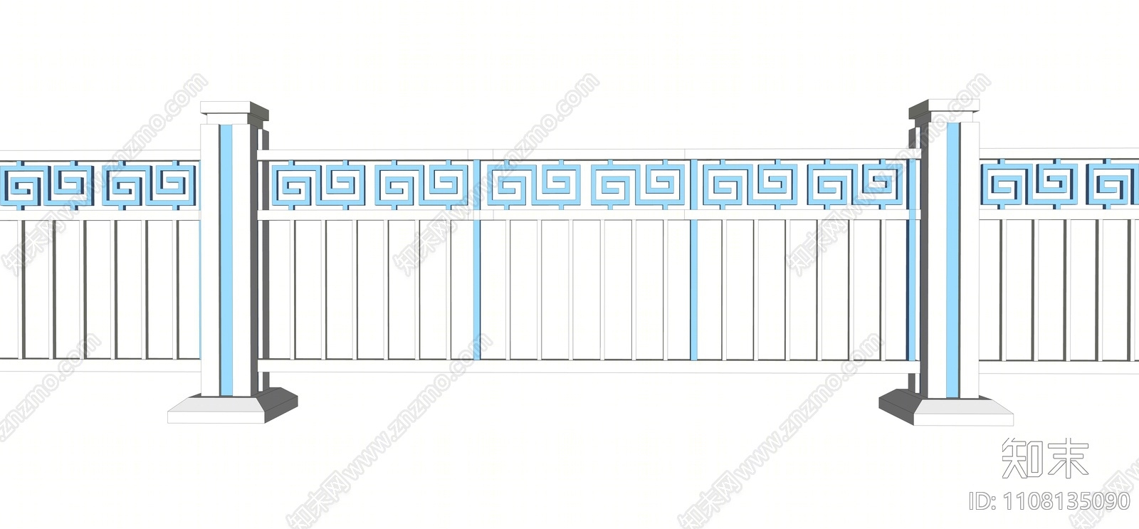 新中式道路护栏SU模型下载【ID:1108135090】