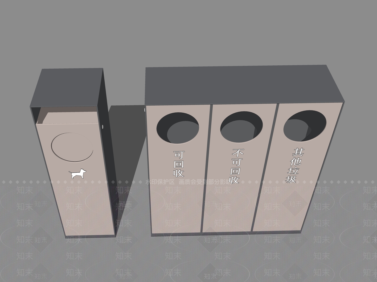 现代简洁风格垃圾桶SU模型下载【ID:1108136546】