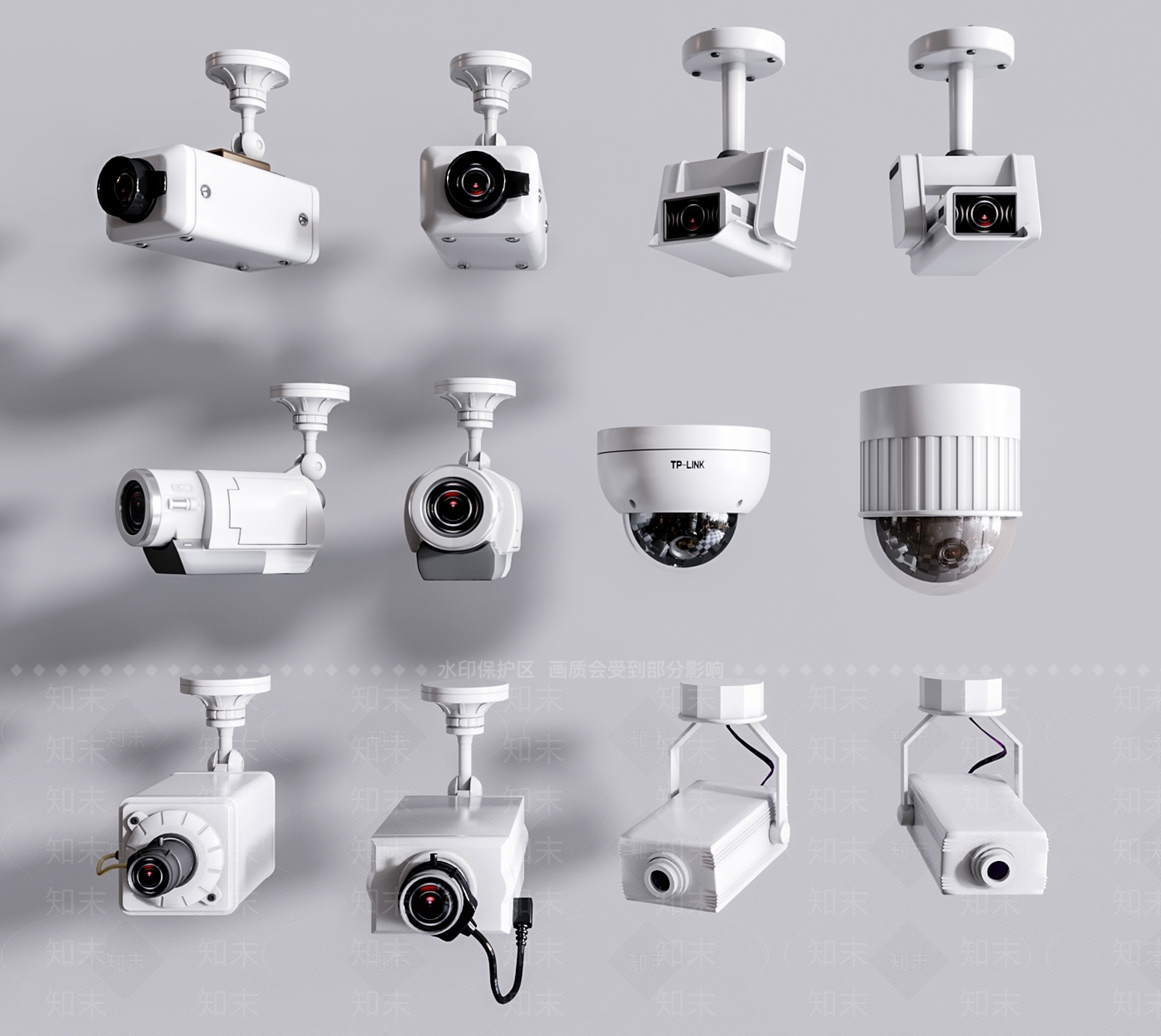 现代安防监控摄像头组合3D模型下载【ID:1108141080】