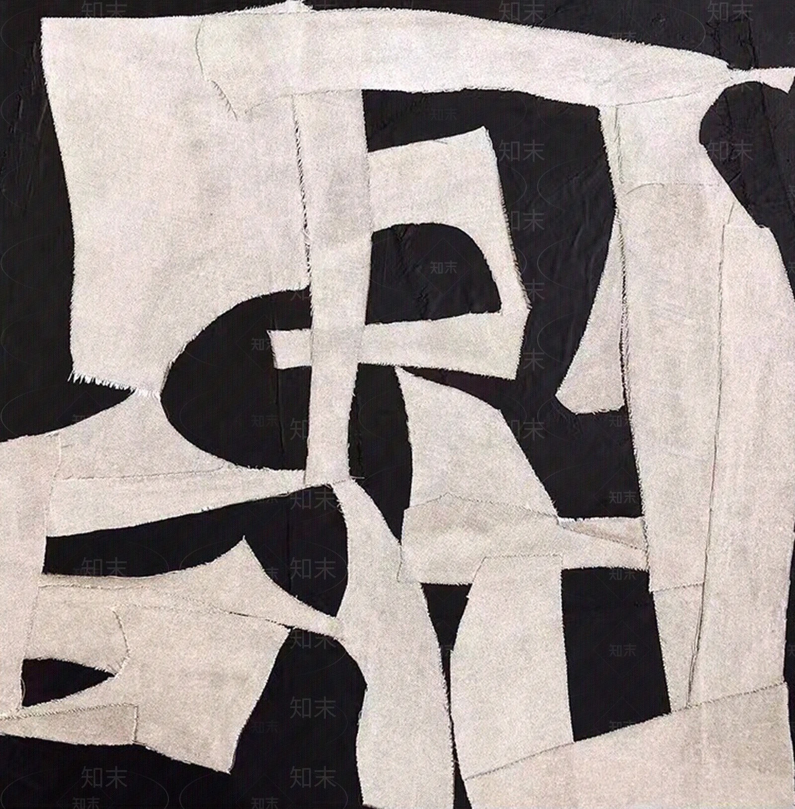 黑白抽象布艺装饰画贴图下载【ID:1108142572】