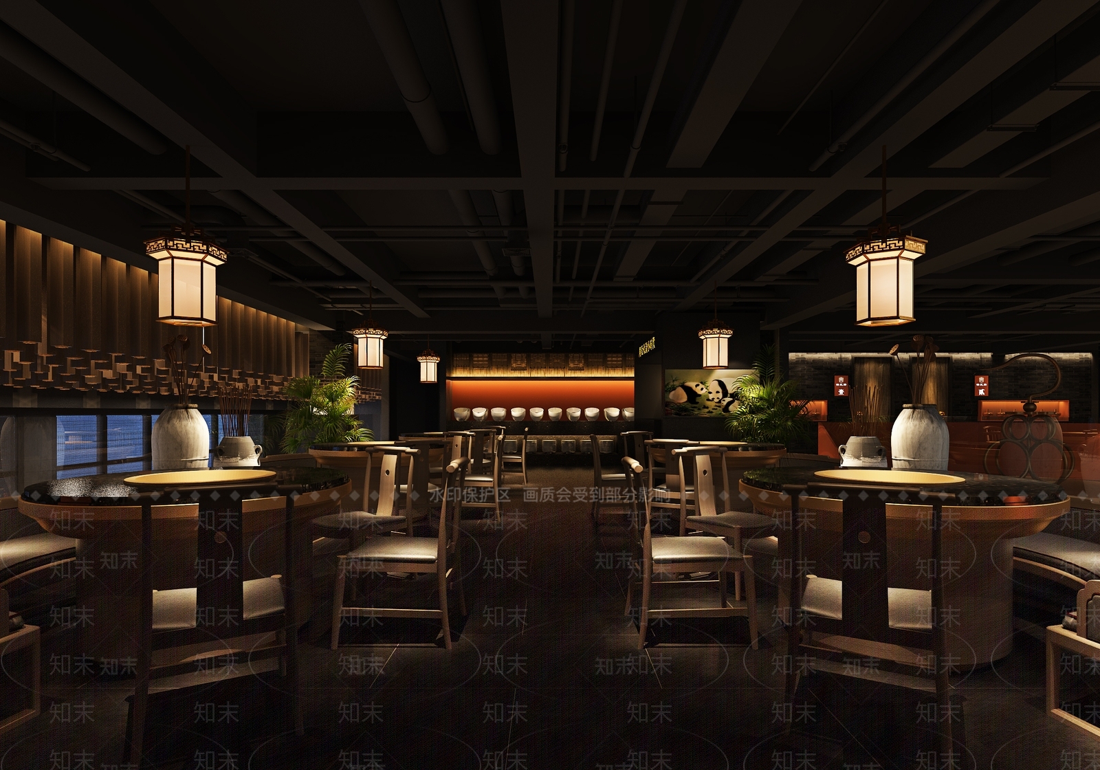 新中式火锅店3D模型下载【ID:1108143766】