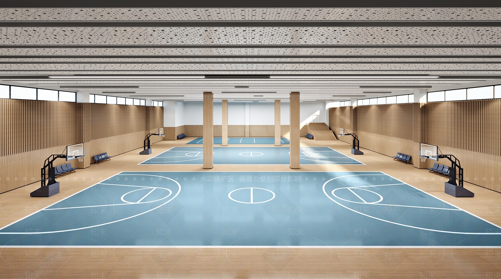 现代室内篮球场3D模型下载【ID:1108144593】