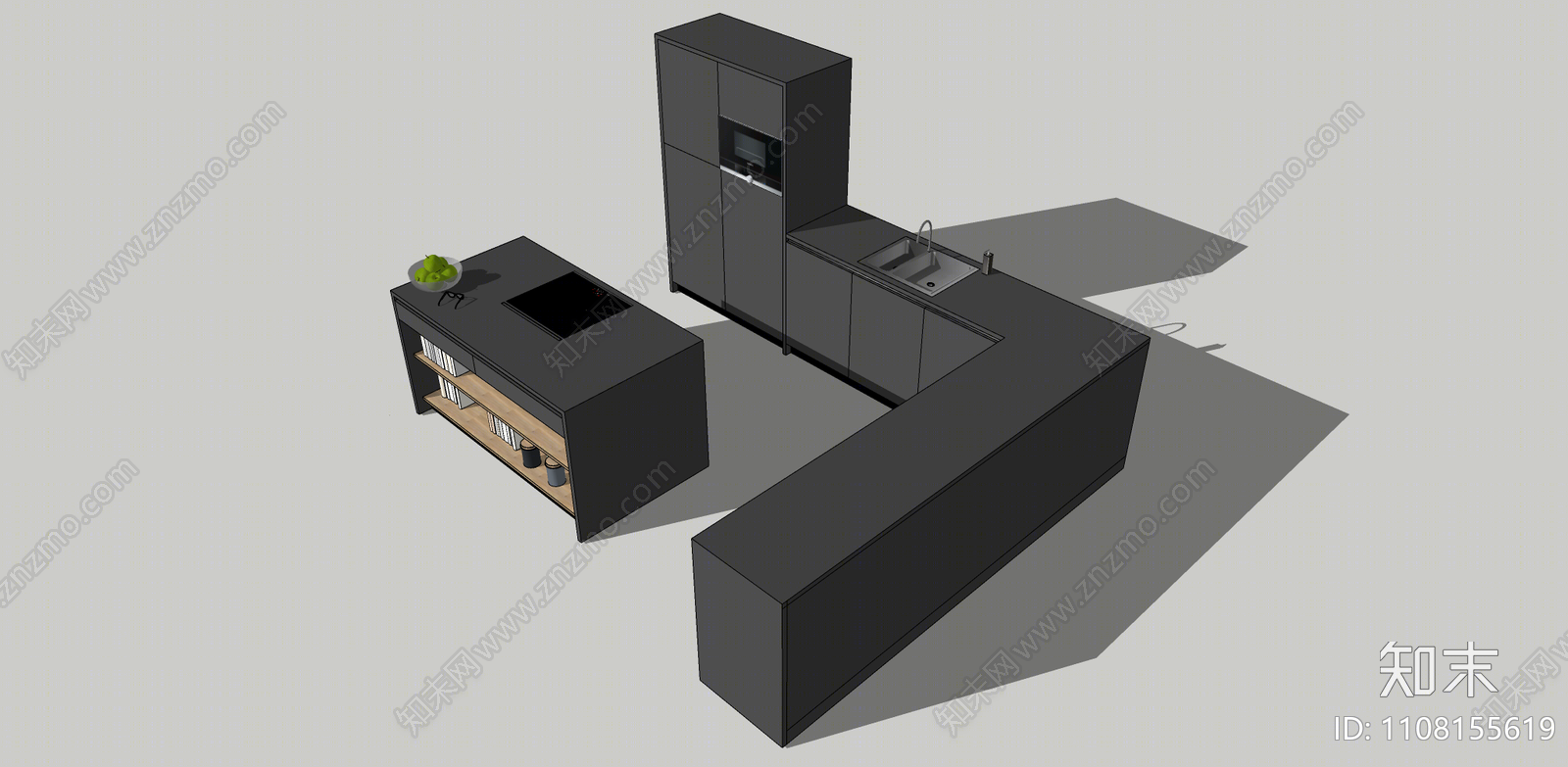 现代厨房台面SU模型下载【ID:1108155619】