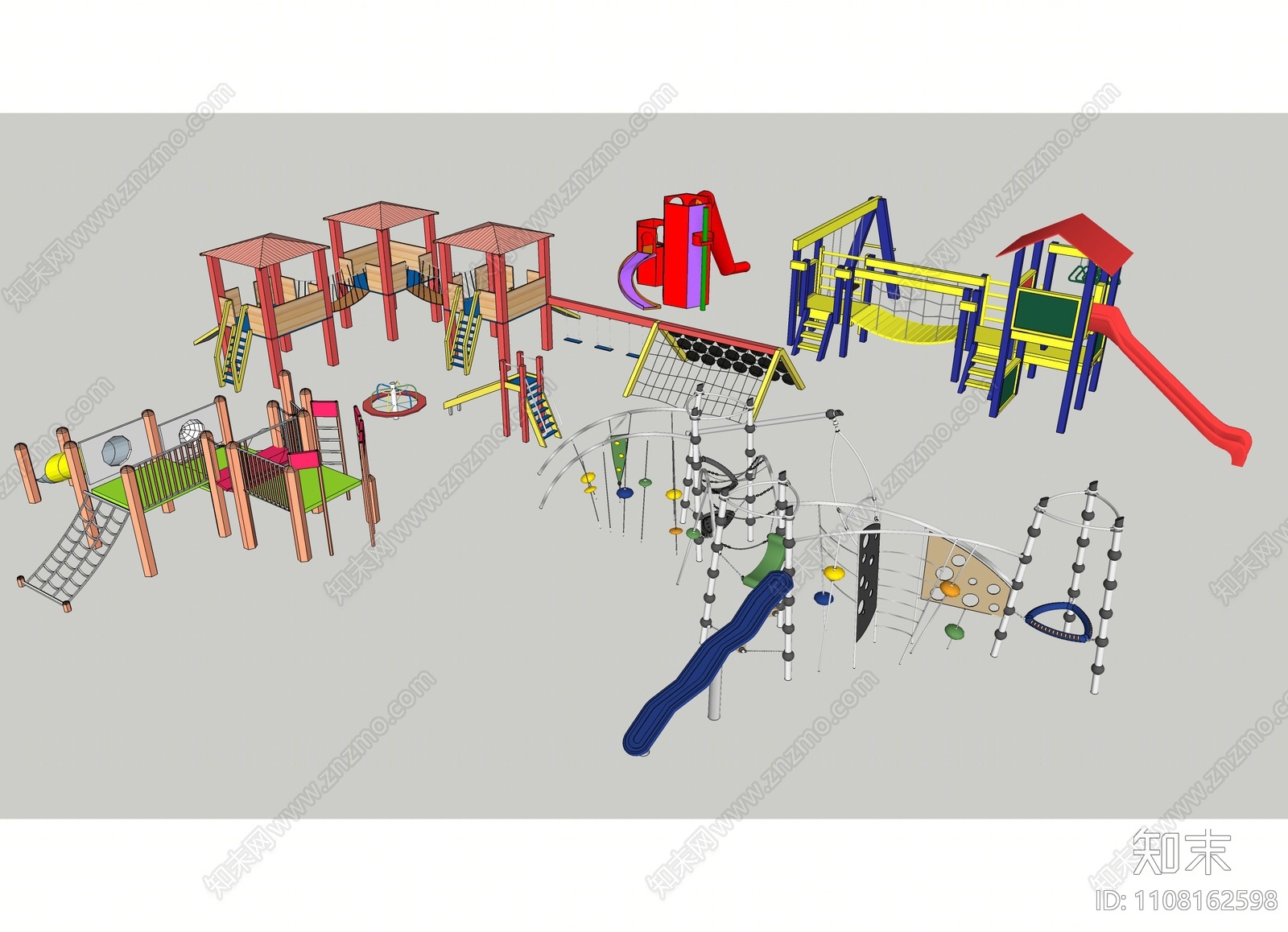 现代儿童活动游乐设施器械SU模型下载【ID:1108162598】