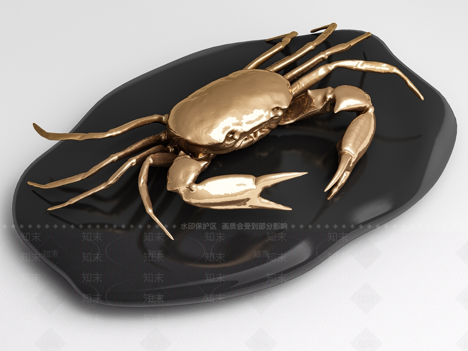 现代螃蟹雕塑摆件3D模型下载【ID:1108163295】