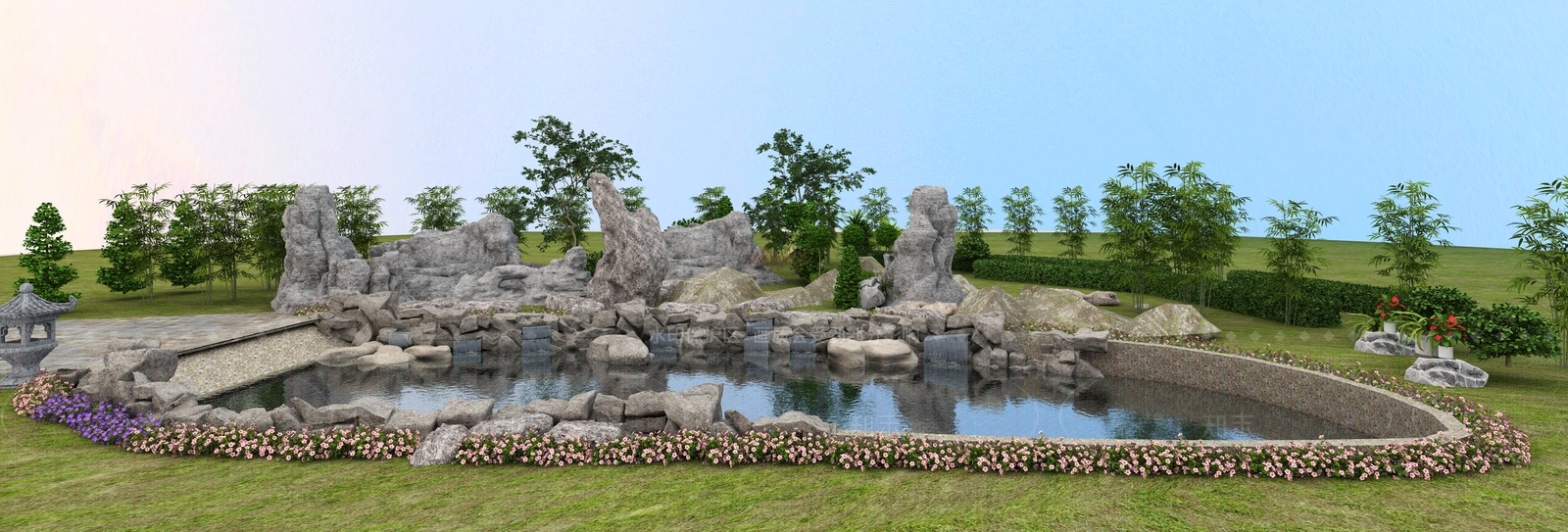 新中式假山水景3D模型下载【ID:1108163910】