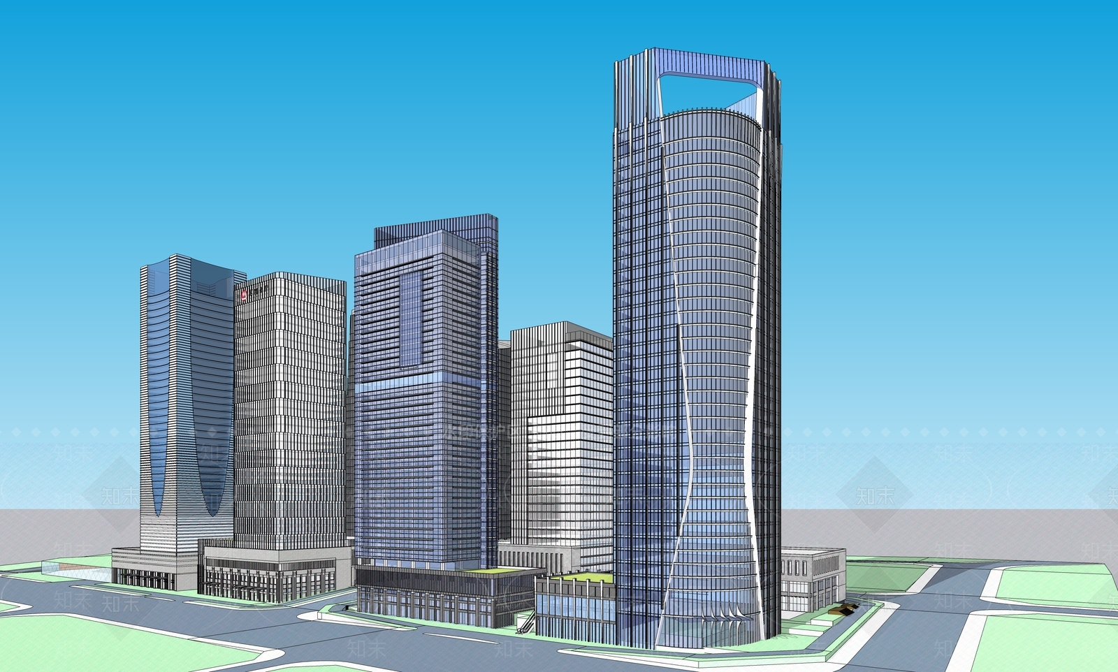 现代金融建筑SU模型下载【ID:1108164650】