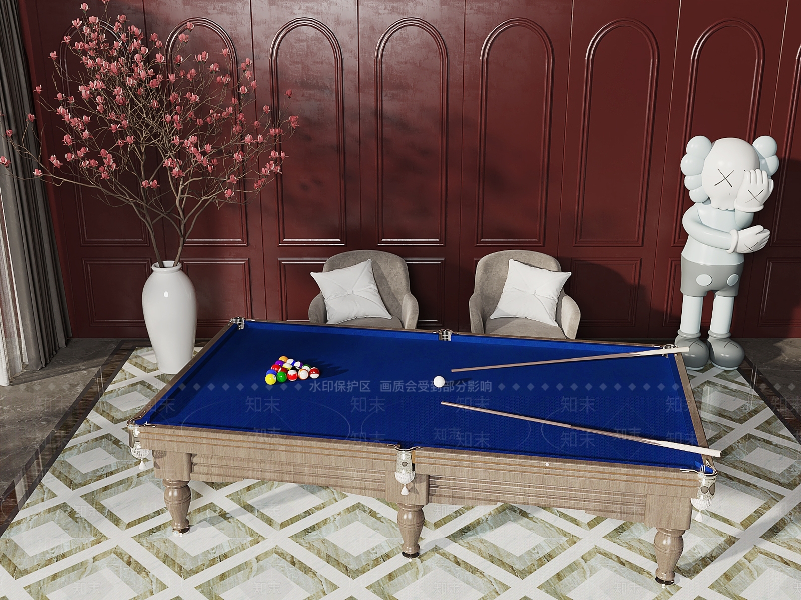 简欧台球室3D模型下载【ID:1108164788】