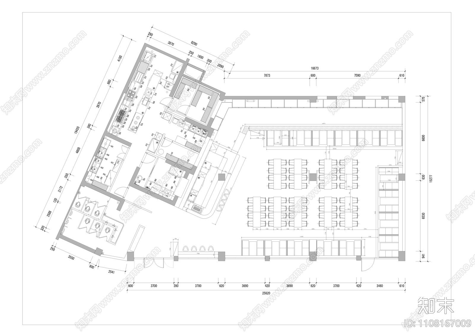 现代工业风餐吧CAD平面cad施工图下载【ID:1108167009】