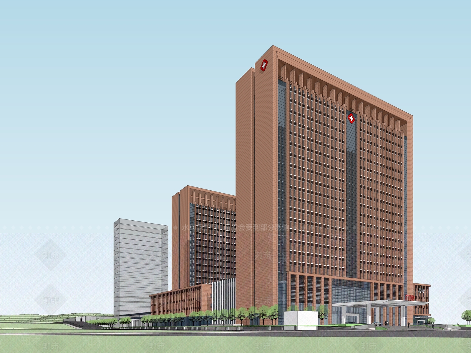 现代医疗建筑SU模型下载【ID:1108170109】
