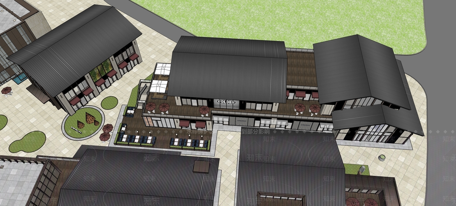新中式商业街SU模型下载【ID:1108173823】