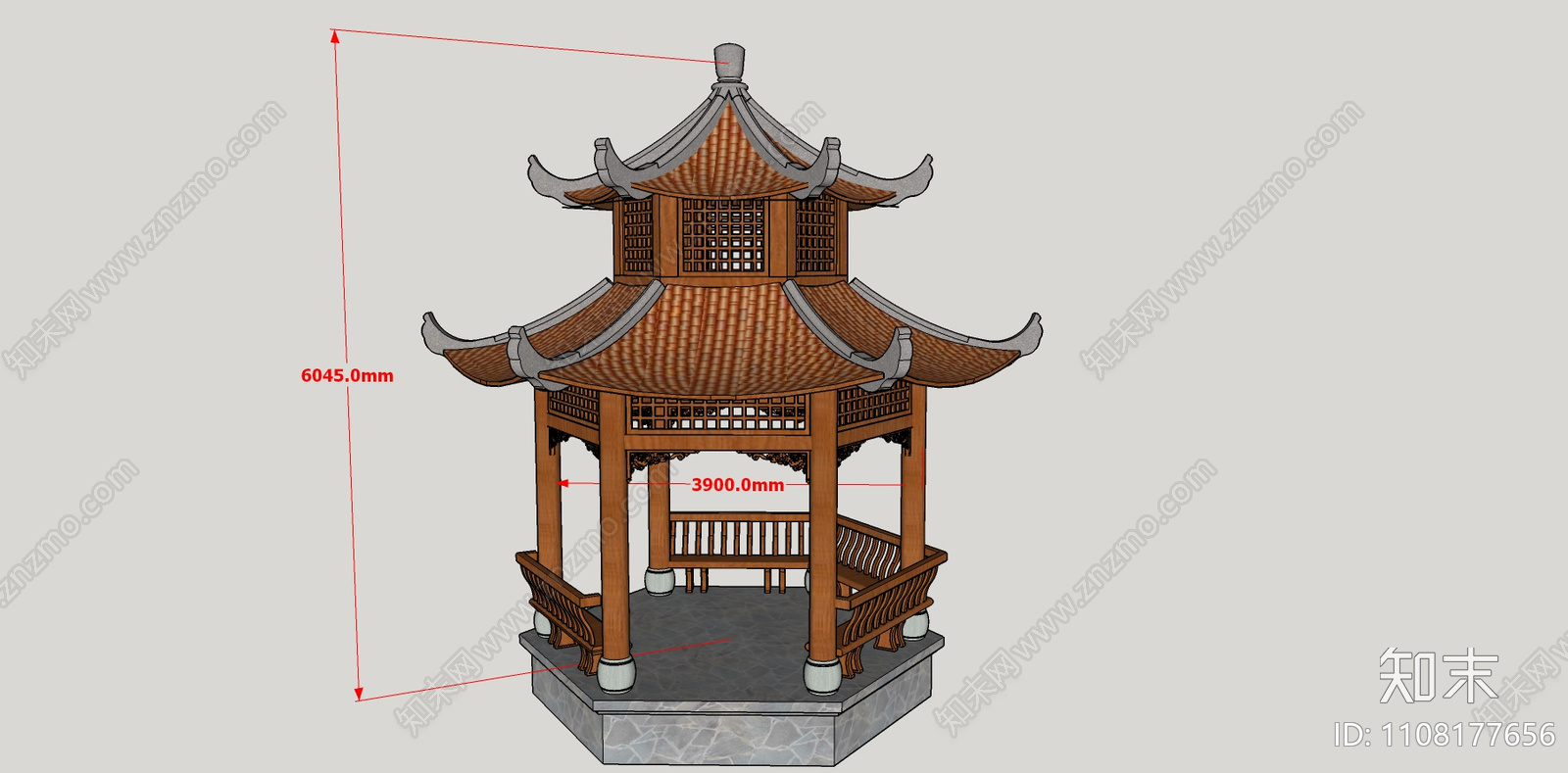 中式古建双层六角亭cad施工图下载【ID:1108177656】