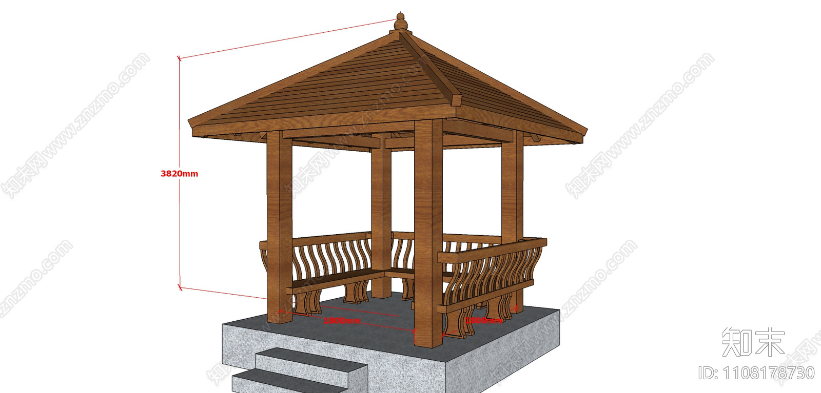 惠州中式四方亭子施工图下载【ID:1108178730】