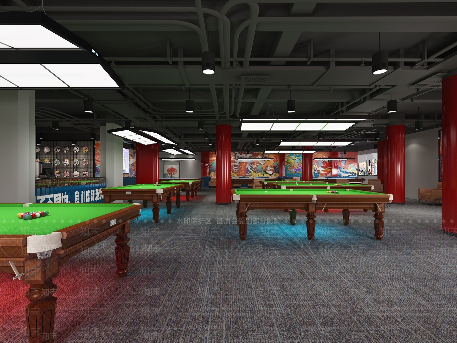 现代台球室3D模型下载【ID:1108179095】