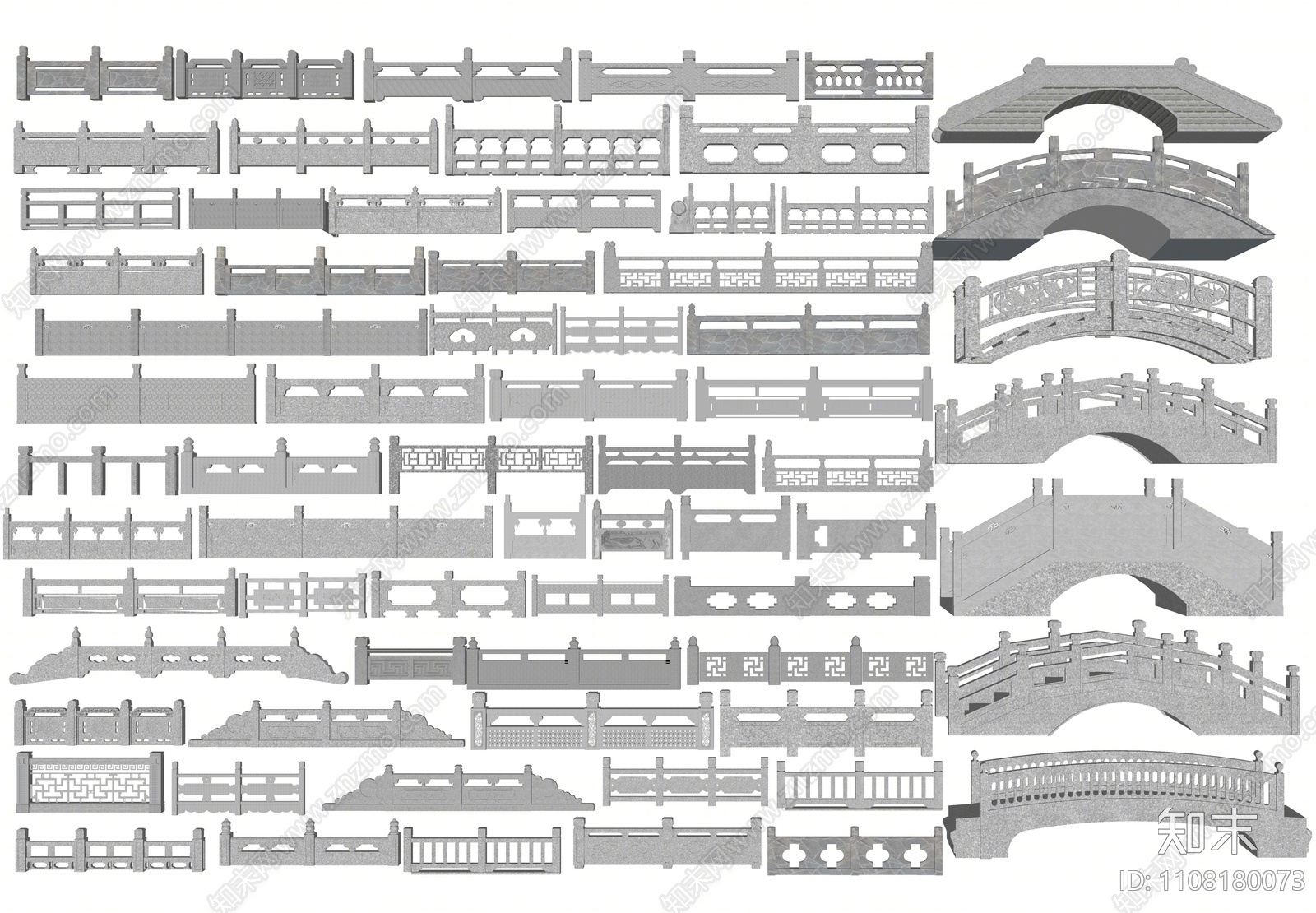 中式石栏杆SU模型下载【ID:1108180073】