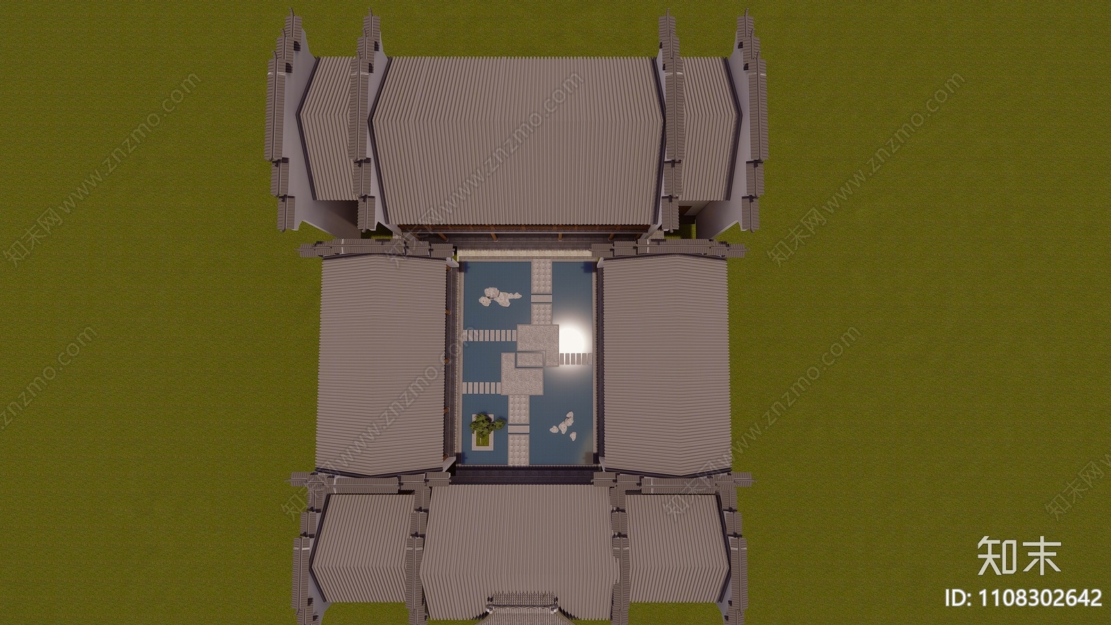 中式四合院SU模型下载【ID:1108302642】