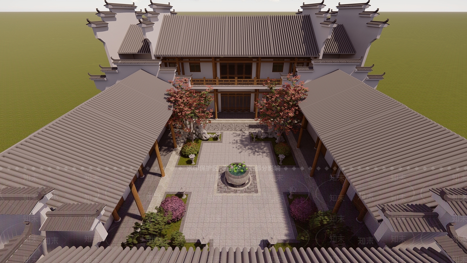 中式四合院SU模型下载【ID:1108302796】