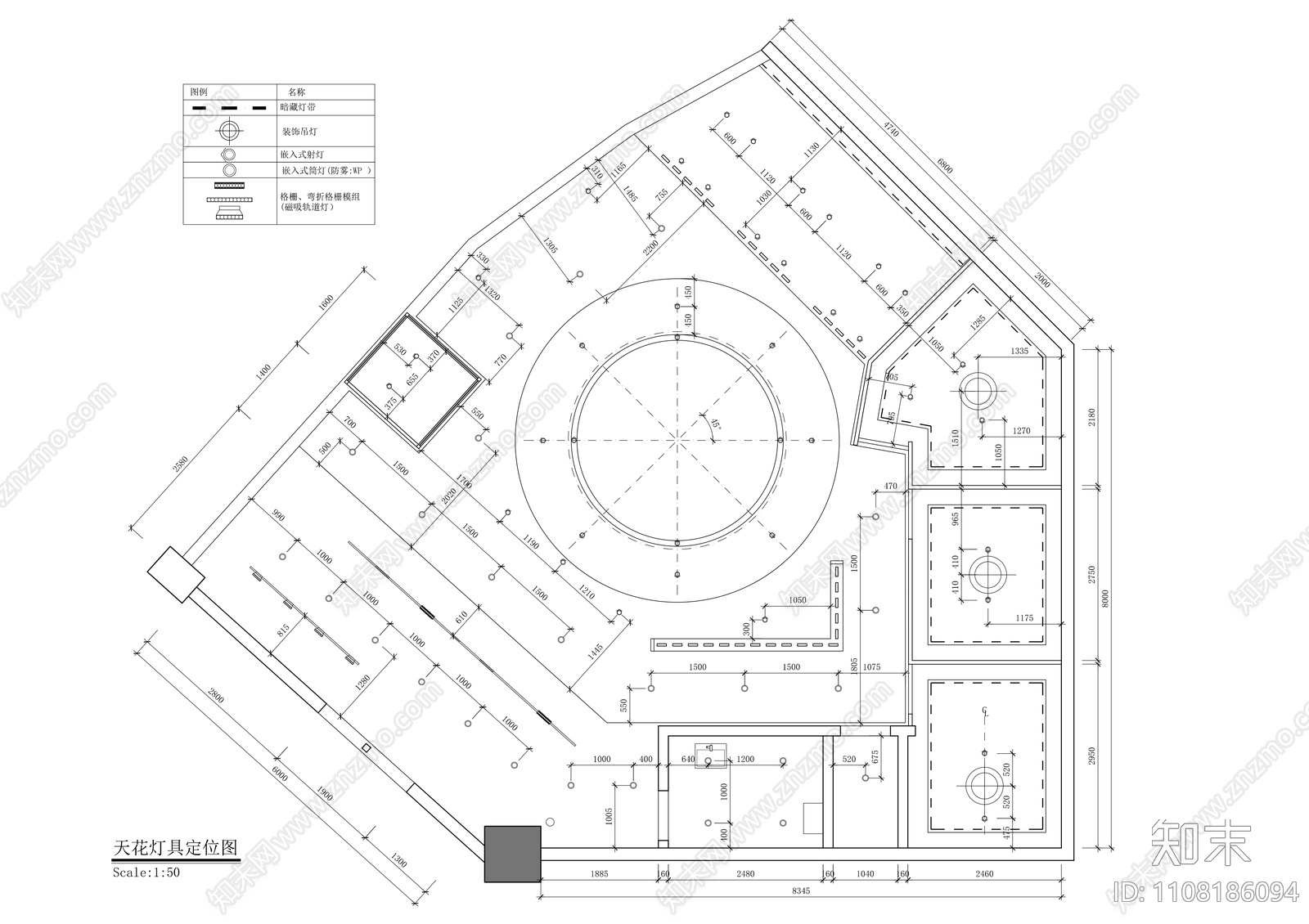 现代简约咖啡店平面布局图cad施工图下载【ID:1108186094】