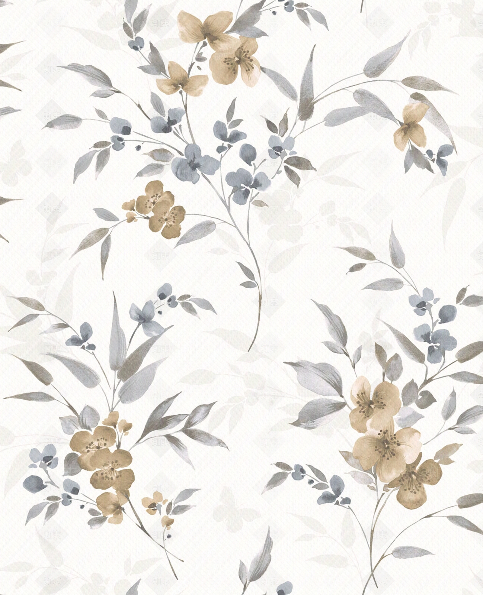 美式田园花纹壁纸墙纸贴图下载【ID:1108189630】