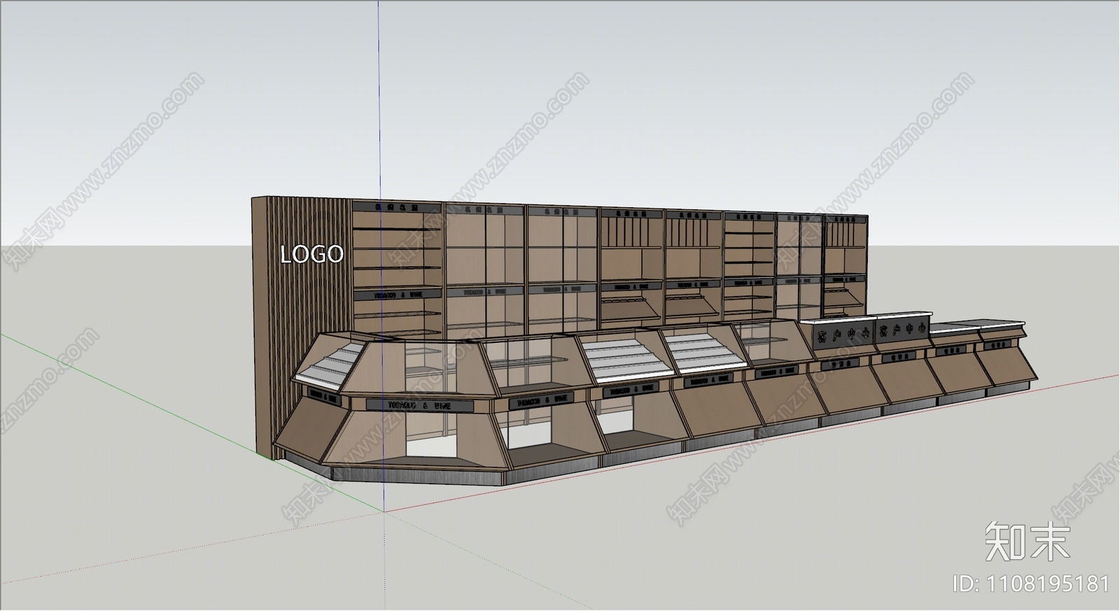 现代烟酒茶展柜SU模型下载【ID:1108195181】