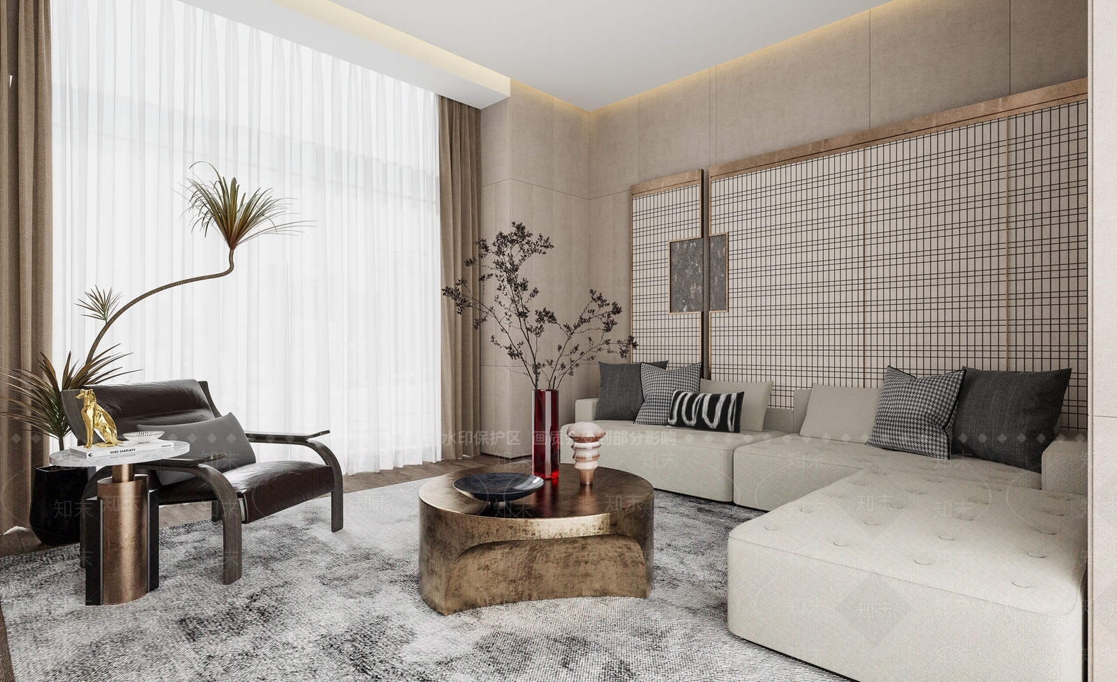 新中式售楼处内部SU模型下载【ID:1108295429】