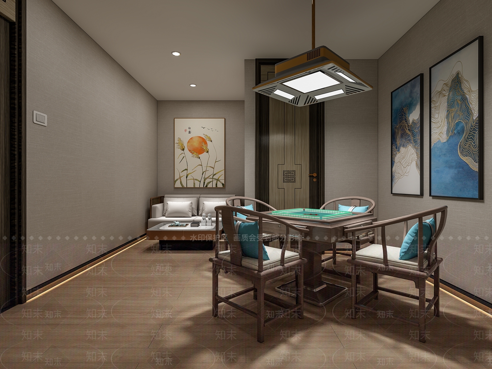 新中式棋牌室3D模型下载【ID:1108204873】