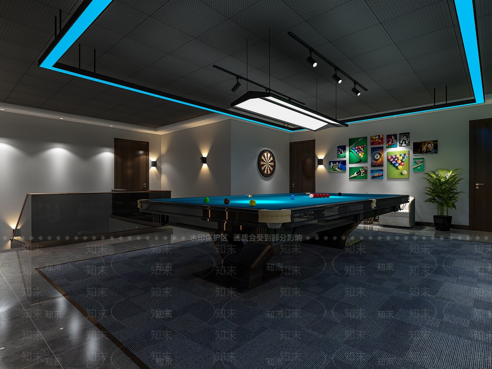 现代台球室3D模型下载【ID:1108205420】